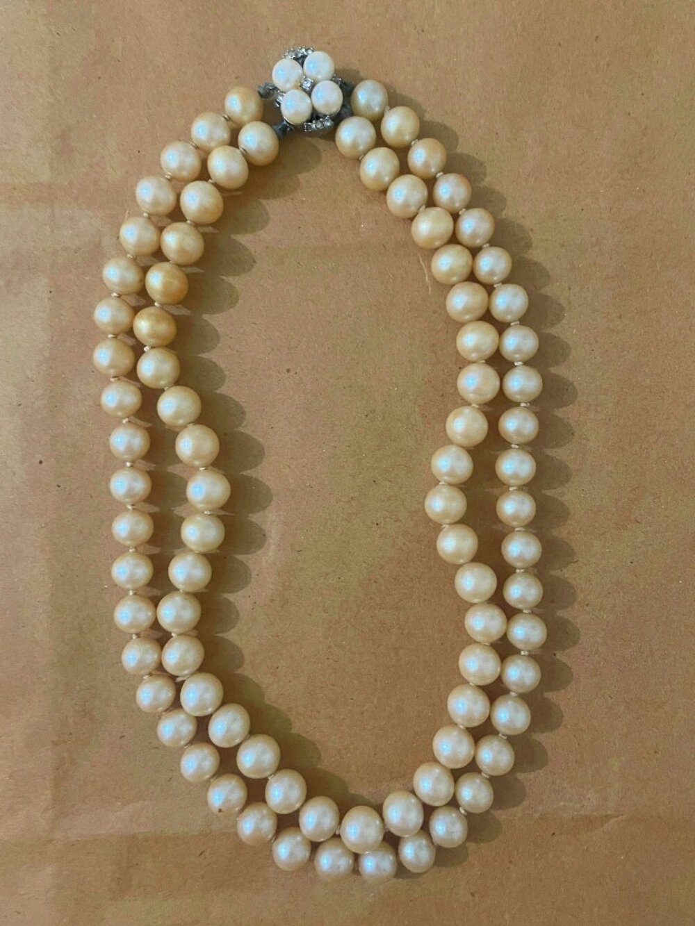 Vintage double strand pearl necklace choker